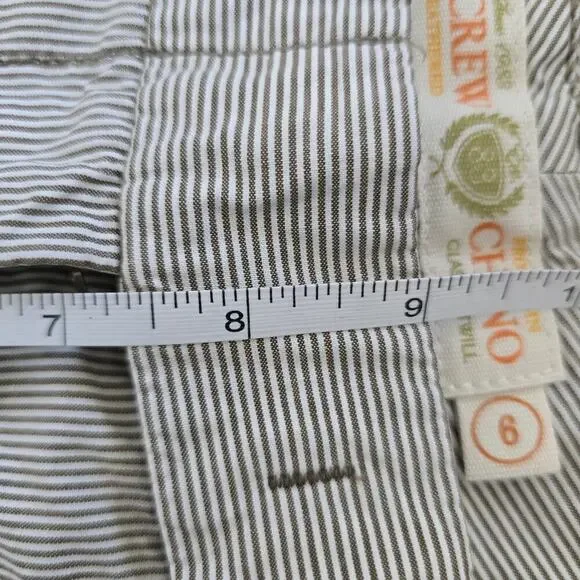 J Crew Chino Y2K Low-rise Striped Bermuda Shorts Womens Size 8 Brown White - Picture 8 of 9